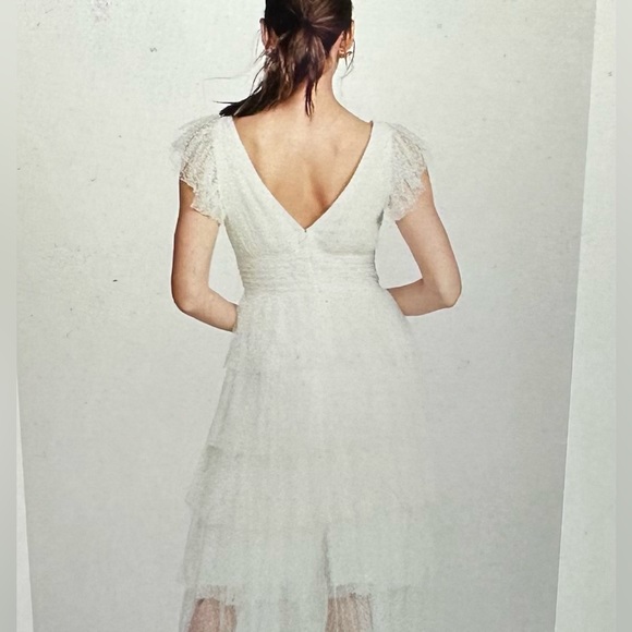 Marchesa Notte Flutter Sleeve Cocktail Dress Ivory Size 6 Perfect Condition - Picture 3 of 8